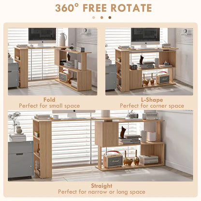 Modern L Shaped Computer Office Desk with Adjustable Support and Ample Storage Cell for Home Office or Small Spaces