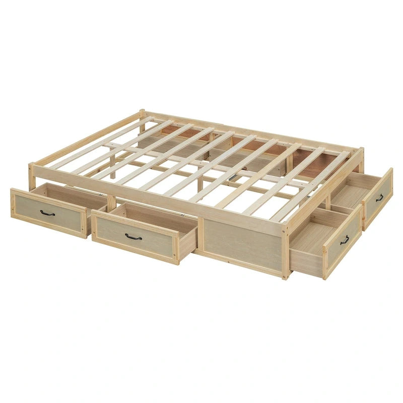 Full Size Platform Bed with 6 Storage Drawers
