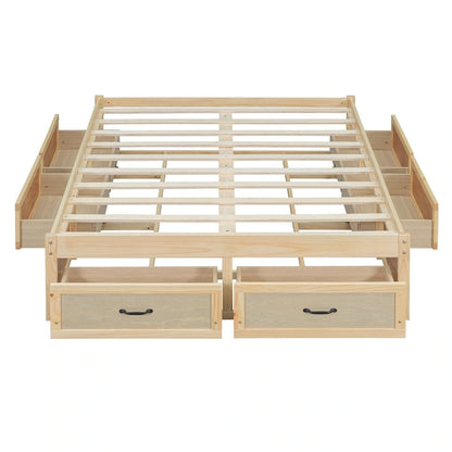 Full Size Platform Bed with 6 Storage Drawers