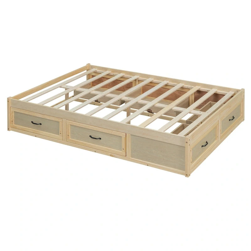Full Size Platform Bed with 6 Storage Drawers