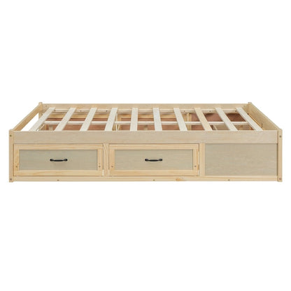 Full Size Platform Bed with 6 Storage Drawers