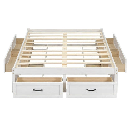 Full Size Platform Bed with 6 Storage Drawers