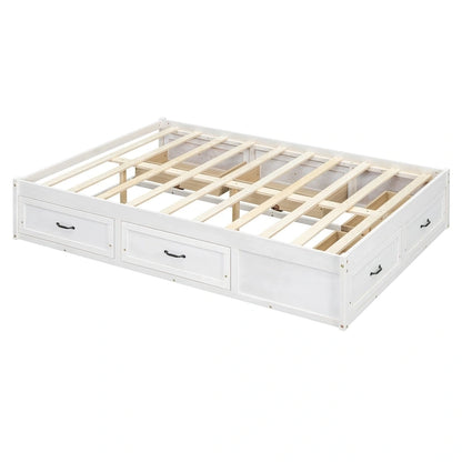 Full Size Platform Bed with 6 Storage Drawers