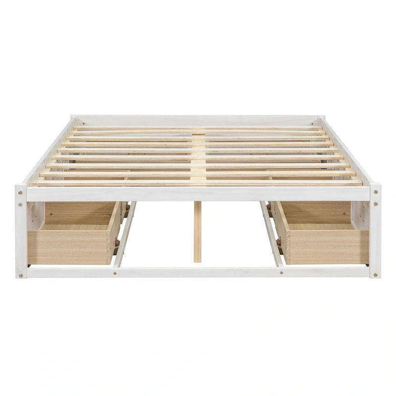 Full Size Platform Bed with 6 Storage Drawers