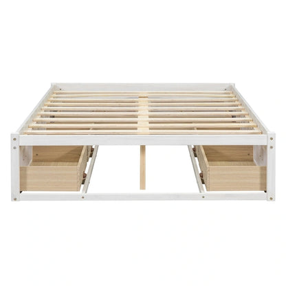 Full Size Platform Bed with 6 Storage Drawers