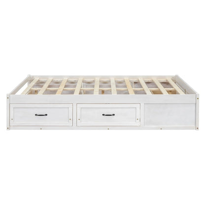 Full Size Platform Bed with 6 Storage Drawers