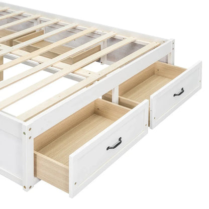 Full Size Platform Bed with 6 Storage Drawers