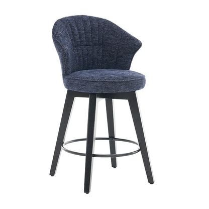 Wing Back Swivel Bar Stools Set of 2 - 25  Counter Height Adjustable Stools with Wood Legs & Chenille Upholstery, Leveling Feet