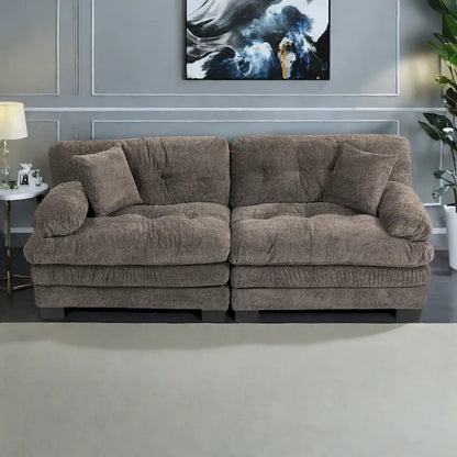 84  Upholstered 3-Seater Sofa with Dual-Layer Memory Foam Cushioning, and Complimentary Comfort Pillows