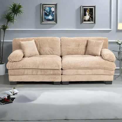 84  Upholstered 3-Seater Sofa with Dual-Layer Memory Foam Cushioning, and Complimentary Comfort Pillows