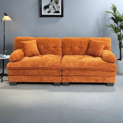 84  Upholstered 3-Seater Sofa with Dual-Layer Memory Foam Cushioning, and Complimentary Comfort Pillows