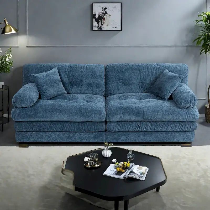 84  Upholstered 3-Seater Sofa with Dual-Layer Memory Foam Cushioning, and Complimentary Comfort Pillows