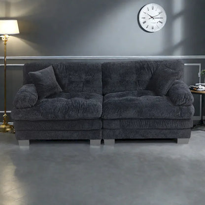 84  Upholstered 3-Seater Sofa with Dual-Layer Memory Foam Cushioning, and Complimentary Comfort Pillows