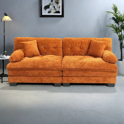84  Upholstered 3-Seater Sofa with Dual-Layer Memory Foam Cushioning, and Complimentary Comfort Pillows