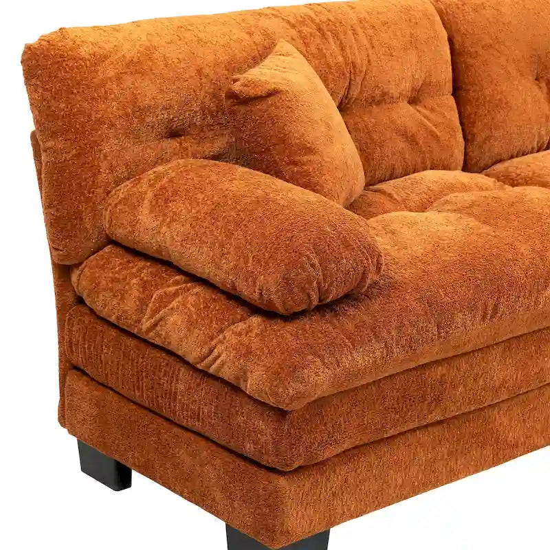 84  Upholstered 3-Seater Sofa with Dual-Layer Memory Foam Cushioning, and Complimentary Comfort Pillows