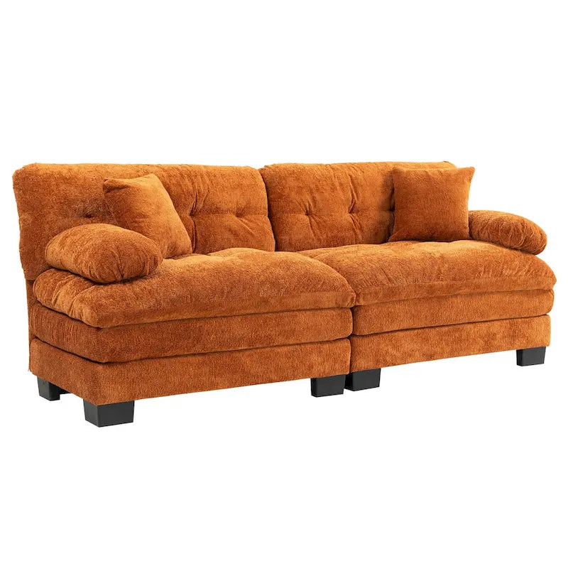 84  Upholstered 3-Seater Sofa with Dual-Layer Memory Foam Cushioning, and Complimentary Comfort Pillows