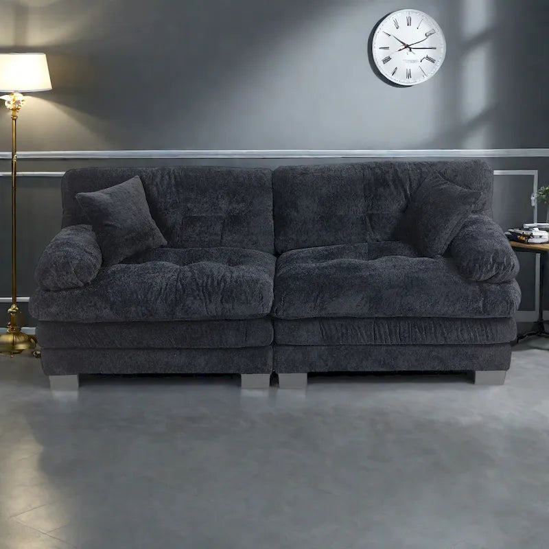 84  Upholstered 3-Seater Sofa with Dual-Layer Memory Foam Cushioning, and Complimentary Comfort Pillows