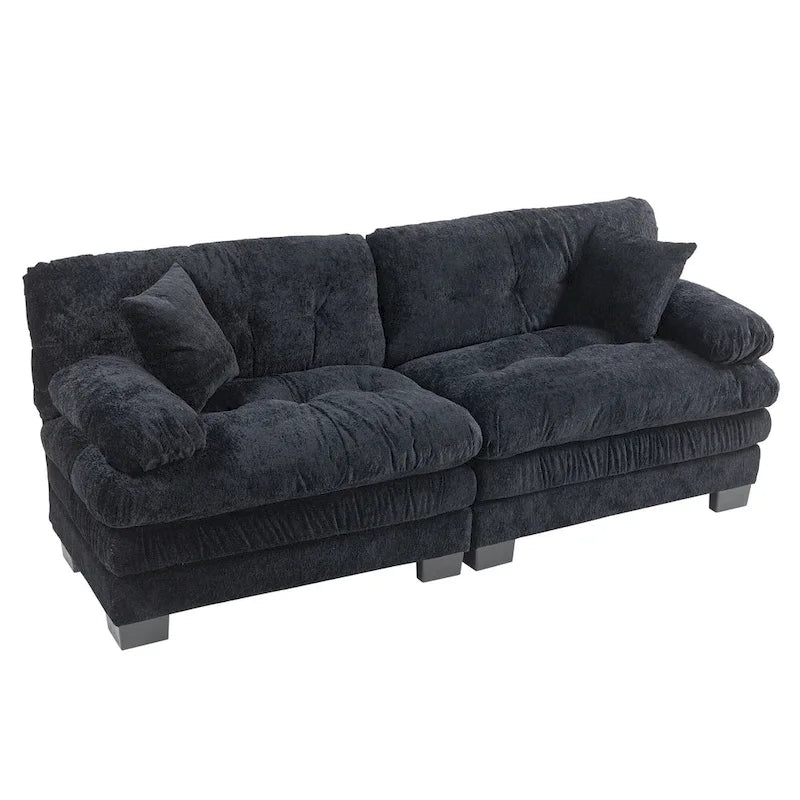 84  Upholstered 3-Seater Sofa with Dual-Layer Memory Foam Cushioning, and Complimentary Comfort Pillows
