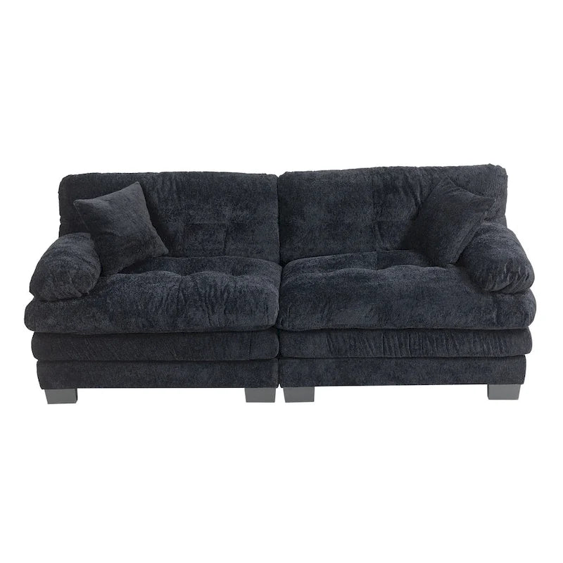 84  Upholstered 3-Seater Sofa with Dual-Layer Memory Foam Cushioning, and Complimentary Comfort Pillows
