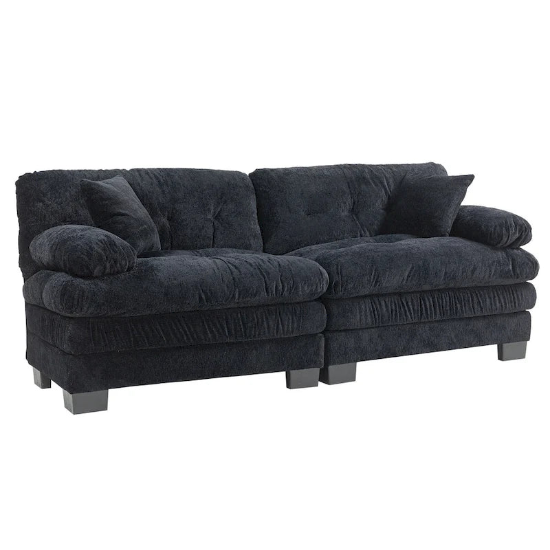 84  Upholstered 3-Seater Sofa with Dual-Layer Memory Foam Cushioning, and Complimentary Comfort Pillows