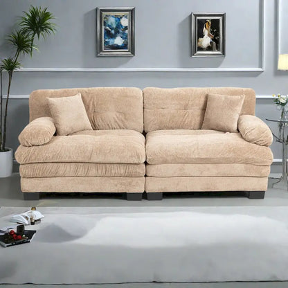 84  Upholstered 3-Seater Sofa with Dual-Layer Memory Foam Cushioning, and Complimentary Comfort Pillows