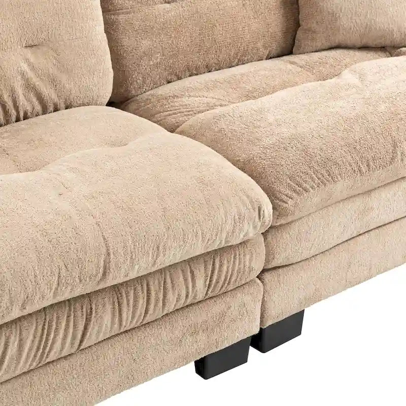 84  Upholstered 3-Seater Sofa with Dual-Layer Memory Foam Cushioning, and Complimentary Comfort Pillows