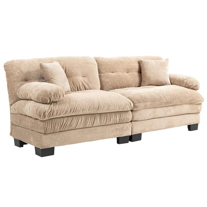 84  Upholstered 3-Seater Sofa with Dual-Layer Memory Foam Cushioning, and Complimentary Comfort Pillows