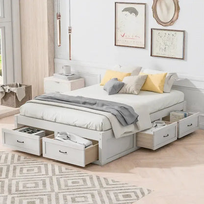 Full Size Platform Bed with 6 Storage Drawers,Assembly Required