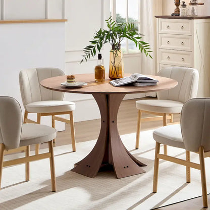 Wooden Frame Upholstered Shell Dining Chairs set of 2