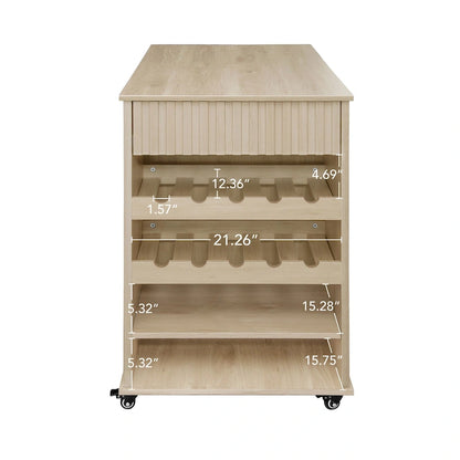 Rolling Kitchen Island with Drawer,Wine Rack,Lockable Casters