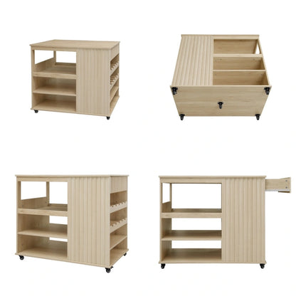 Rolling Kitchen Island with Drawer,Wine Rack,Lockable Casters