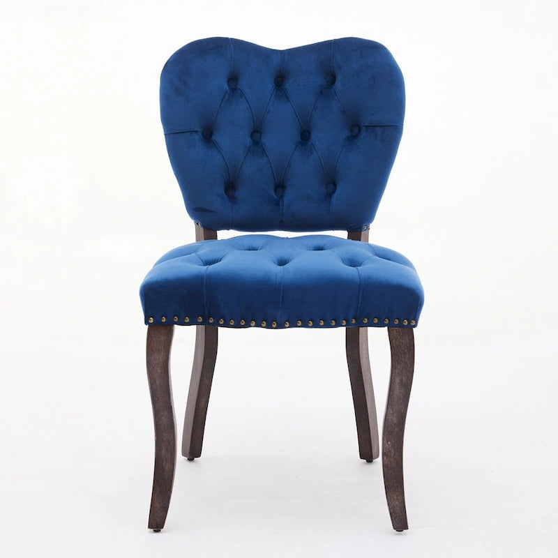 Dining Chairs Set of 2, Soft Tufted Accent Chairs Side Chairs with Wooden Legs, Velvet Upholstered Dining Room Chair