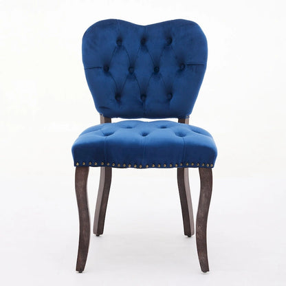 Dining Chairs Set of 2, Soft Tufted Accent Chairs Side Chairs with Wooden Legs, Velvet Upholstered Dining Room Chair