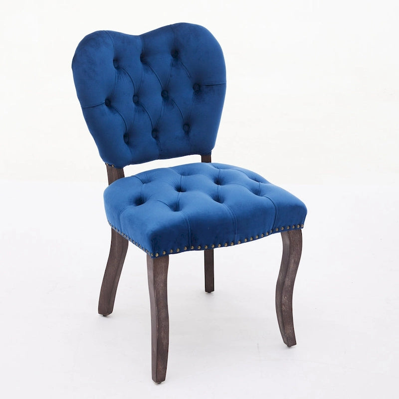 Dining Chairs Set of 2, Soft Tufted Accent Chairs Side Chairs with Wooden Legs, Velvet Upholstered Dining Room Chair