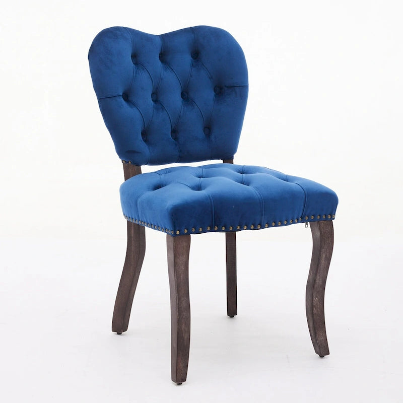 Dining Chairs Set of 2, Soft Tufted Accent Chairs Side Chairs with Wooden Legs, Velvet Upholstered Dining Room Chair