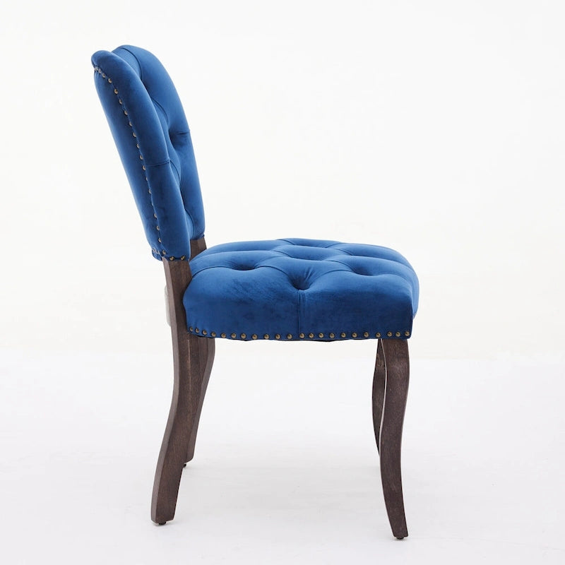Dining Chairs Set of 2, Soft Tufted Accent Chairs Side Chairs with Wooden Legs, Velvet Upholstered Dining Room Chair