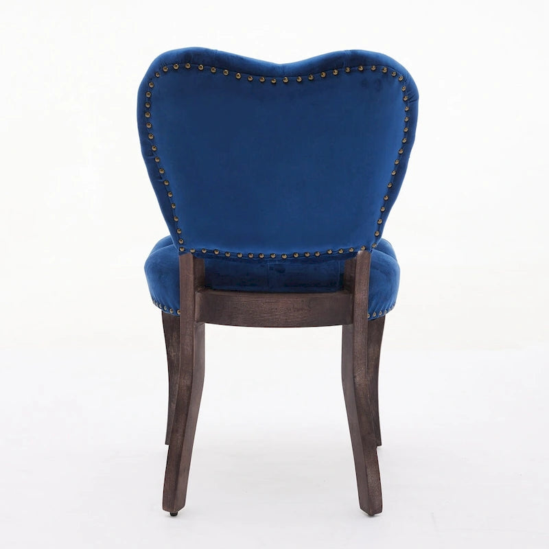 Dining Chairs Set of 2, Soft Tufted Accent Chairs Side Chairs with Wooden Legs, Velvet Upholstered Dining Room Chair