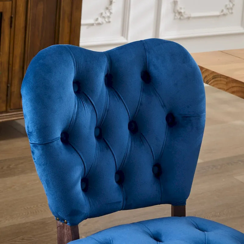 Dining Chairs Set of 2, Soft Tufted Accent Chairs Side Chairs with Wooden Legs, Velvet Upholstered Dining Room Chair