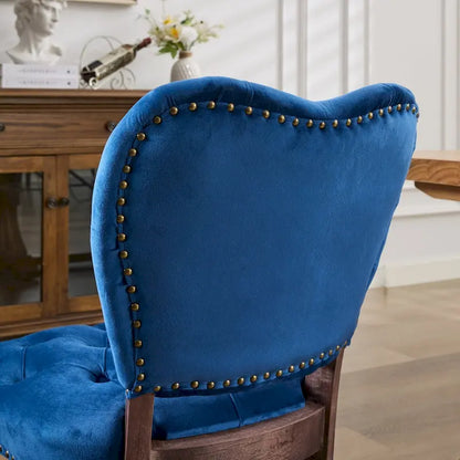 Dining Chairs Set of 2, Soft Tufted Accent Chairs Side Chairs with Wooden Legs, Velvet Upholstered Dining Room Chair