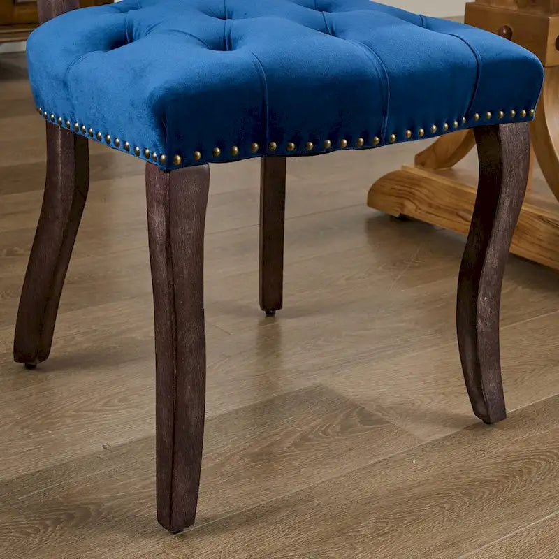 Dining Chairs Set of 2, Soft Tufted Accent Chairs Side Chairs with Wooden Legs, Velvet Upholstered Dining Room Chair