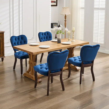 Dining Chairs Set of 2, Soft Tufted Accent Chairs Side Chairs with Wooden Legs, Velvet Upholstered Dining Room Chair