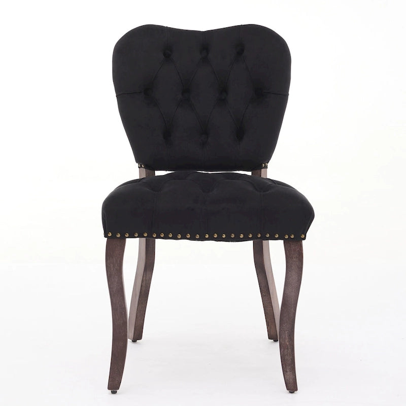Dining Chairs Set of 2, Soft Tufted Accent Chairs Side Chairs with Wooden Legs, Velvet Upholstered Dining Room Chair