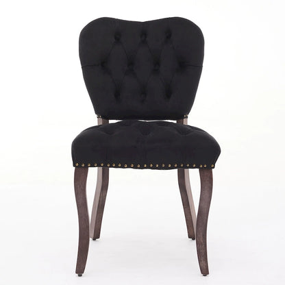 Dining Chairs Set of 2, Soft Tufted Accent Chairs Side Chairs with Wooden Legs, Velvet Upholstered Dining Room Chair