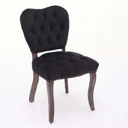 Dining Chairs Set of 2, Soft Tufted Accent Chairs Side Chairs with Wooden Legs, Velvet Upholstered Dining Room Chair