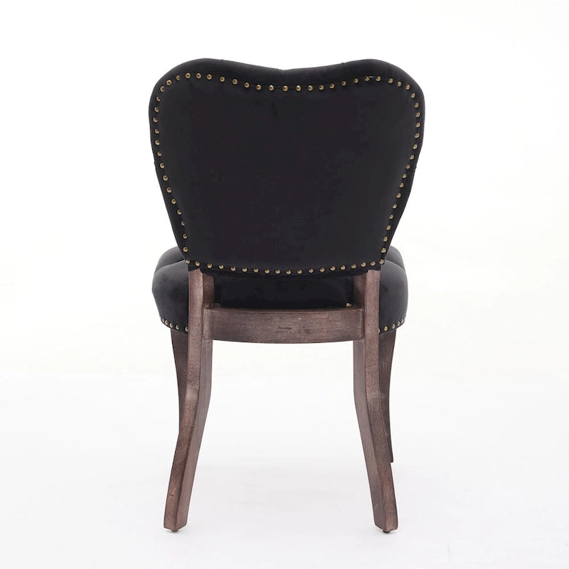 Dining Chairs Set of 2, Soft Tufted Accent Chairs Side Chairs with Wooden Legs, Velvet Upholstered Dining Room Chair