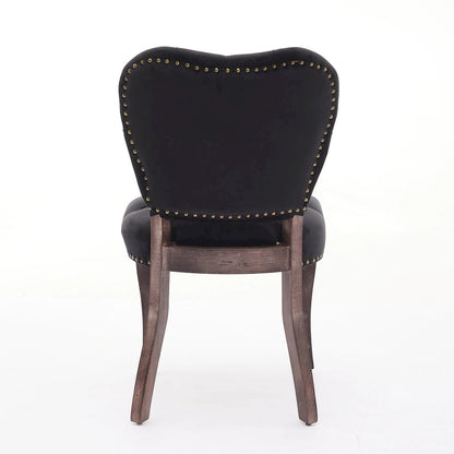 Dining Chairs Set of 2, Soft Tufted Accent Chairs Side Chairs with Wooden Legs, Velvet Upholstered Dining Room Chair
