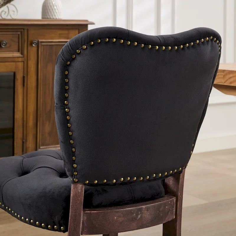 Dining Chairs Set of 2, Soft Tufted Accent Chairs Side Chairs with Wooden Legs, Velvet Upholstered Dining Room Chair