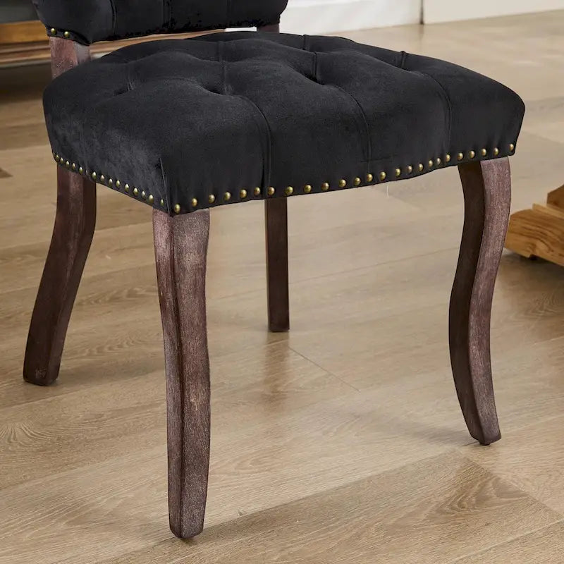 Dining Chairs Set of 2, Soft Tufted Accent Chairs Side Chairs with Wooden Legs, Velvet Upholstered Dining Room Chair