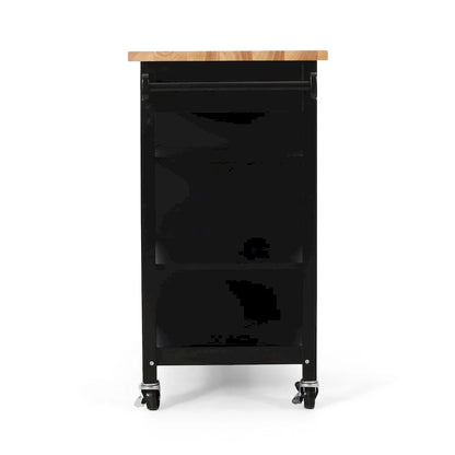 Kitchen Island Cart With Lockable Wheels, Utility Kitchen Cart With 1 Drawer, 3 Open Storage Shelves And Cabinet
