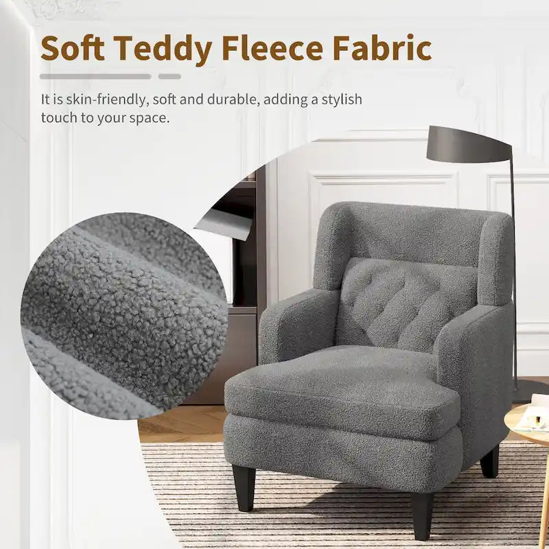 Roomfitters Upholstered Accent Chair Tufted Armchair for Living Room and Bedroom